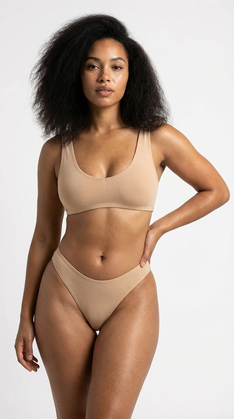 Nefes Alan Pamuklu Bikini Külot Nude - Ön Görünüm